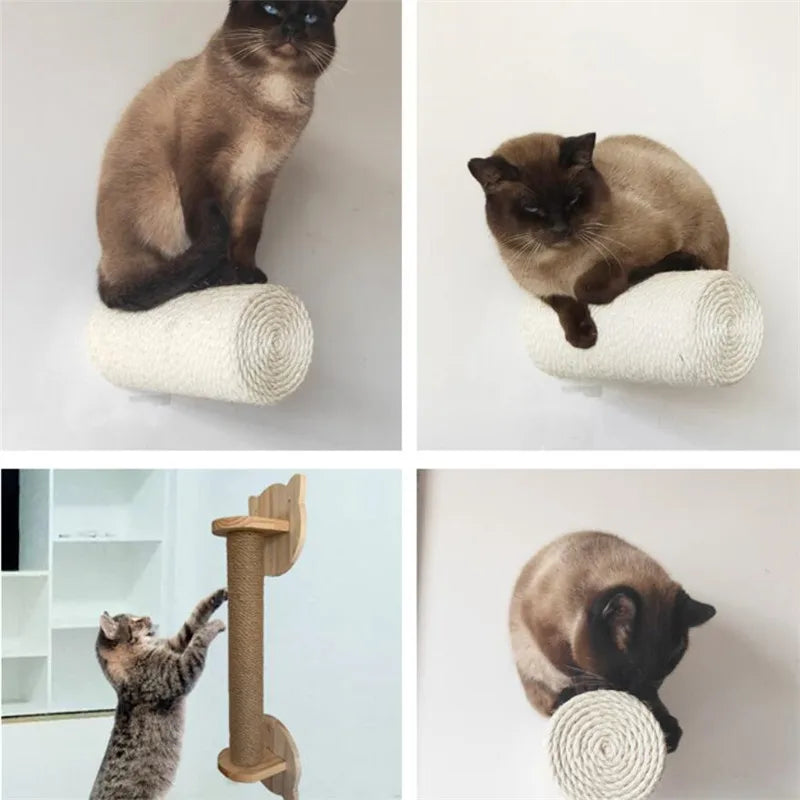 Cat Toys Pet Accessorries Climbing Wall Mounted Furniture Sisal Step Cat Tree House Scratche