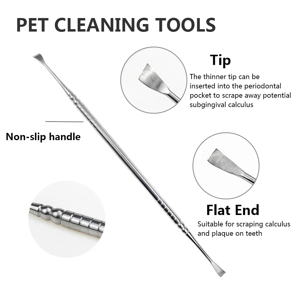 Dog Tooth Scaler Scraper Stainless Steel Upgraded Pet Cat Tarter Remover with Different Head Teeth Cleaning Tool Applied