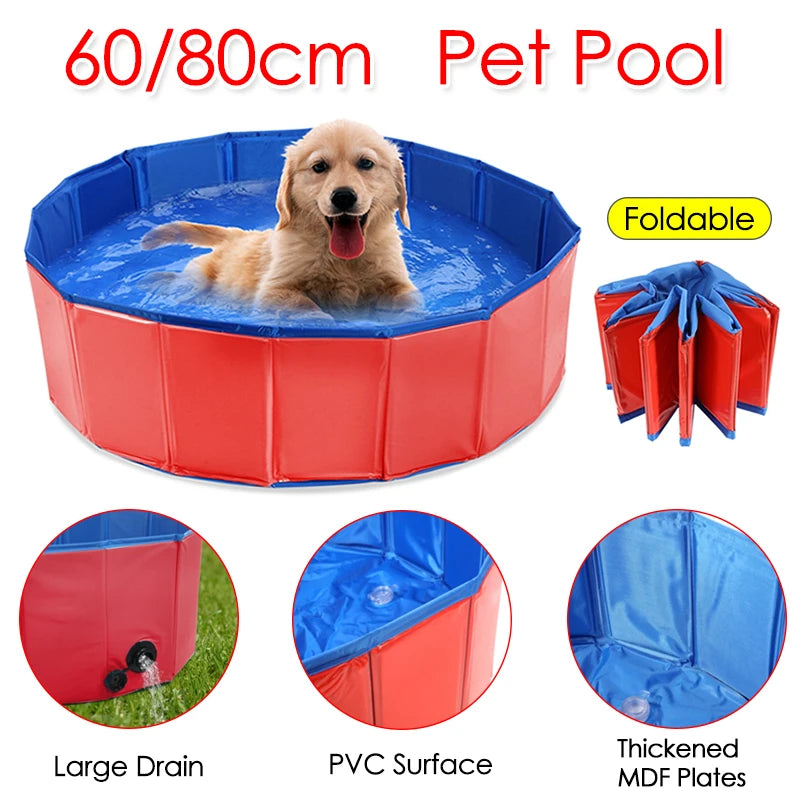 60/80Cm PVC Foldable Dog Pool Pet Bathtub Wash Pool Outdoor Indoor Swimming Tub Summer Cooling Bathing Pool Pet Dog Supplies