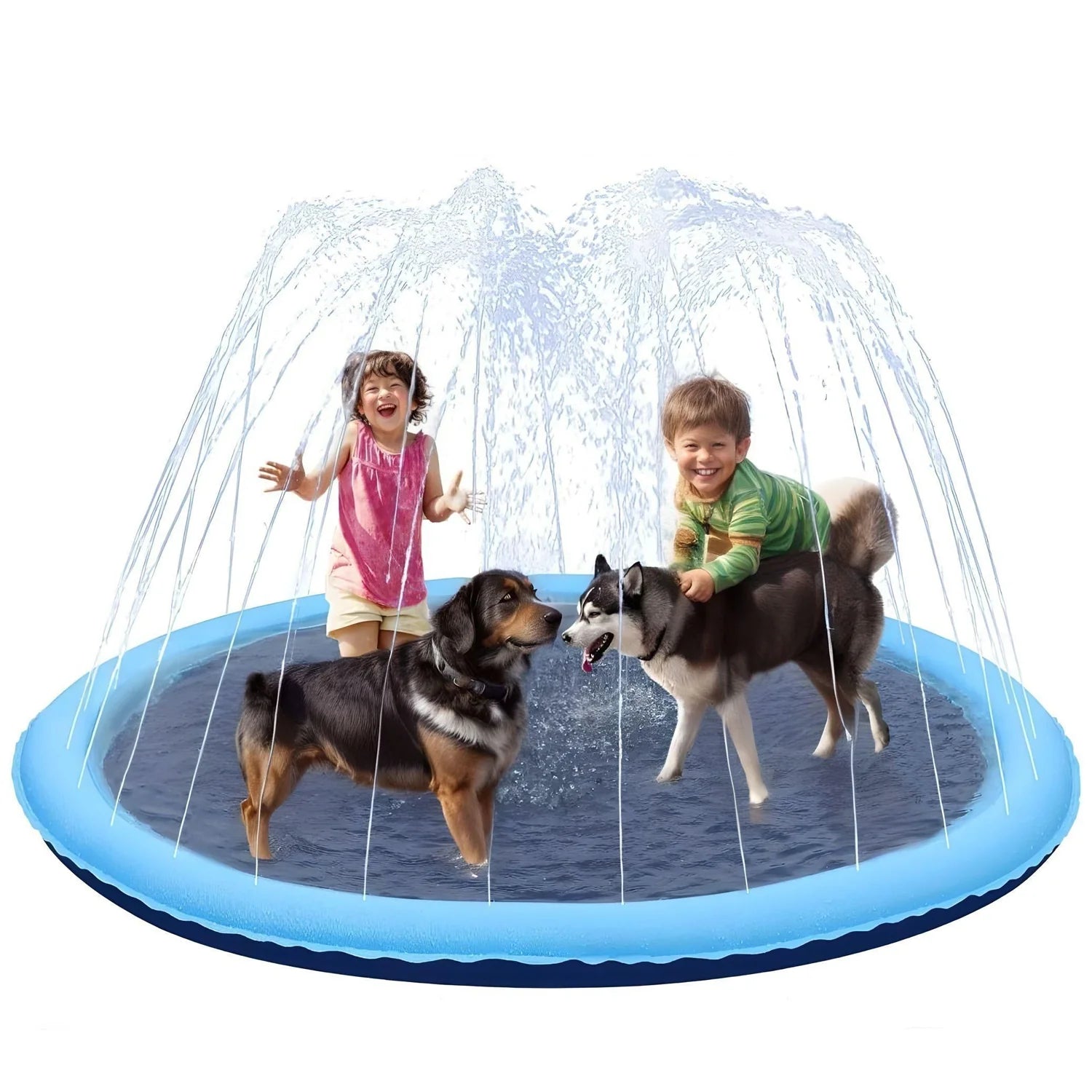 Dog Pool Splash Pad, Anti-Slip Sprinkler Pad for Kids & Dogs, 0.58Mm Thick Durable Material