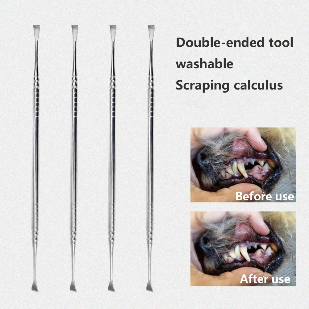 Dog Tooth Scaler Scraper Stainless Steel Upgraded Pet Cat Tarter Remover with Different Head Teeth Cleaning Tool Applied