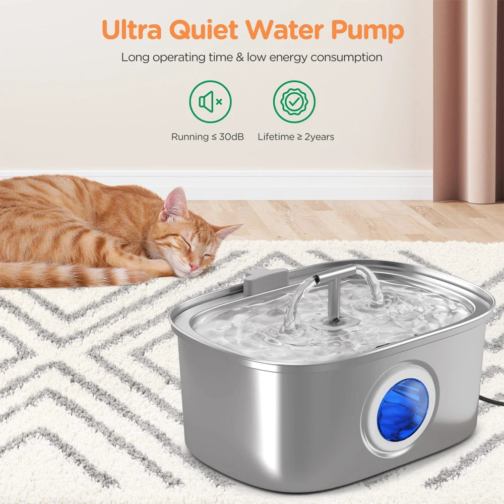 3.2L Drinking Fountain Automatic Stainless Steel For Cats & Dogs