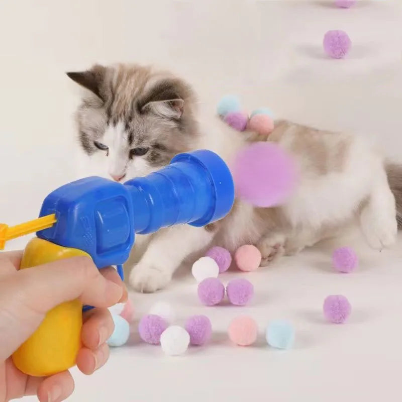 Funny Cat Toys Interactive Launch Training Cat Toys Indoor Silent Plush Ball Kitten Fun Creative Catapult Toys Pet Accessories